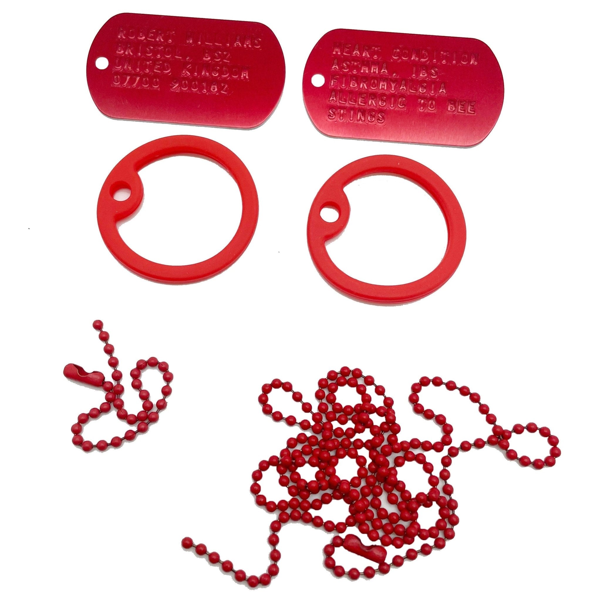 U.S. Military Set Personalised Army Dog Tags Red Anodized