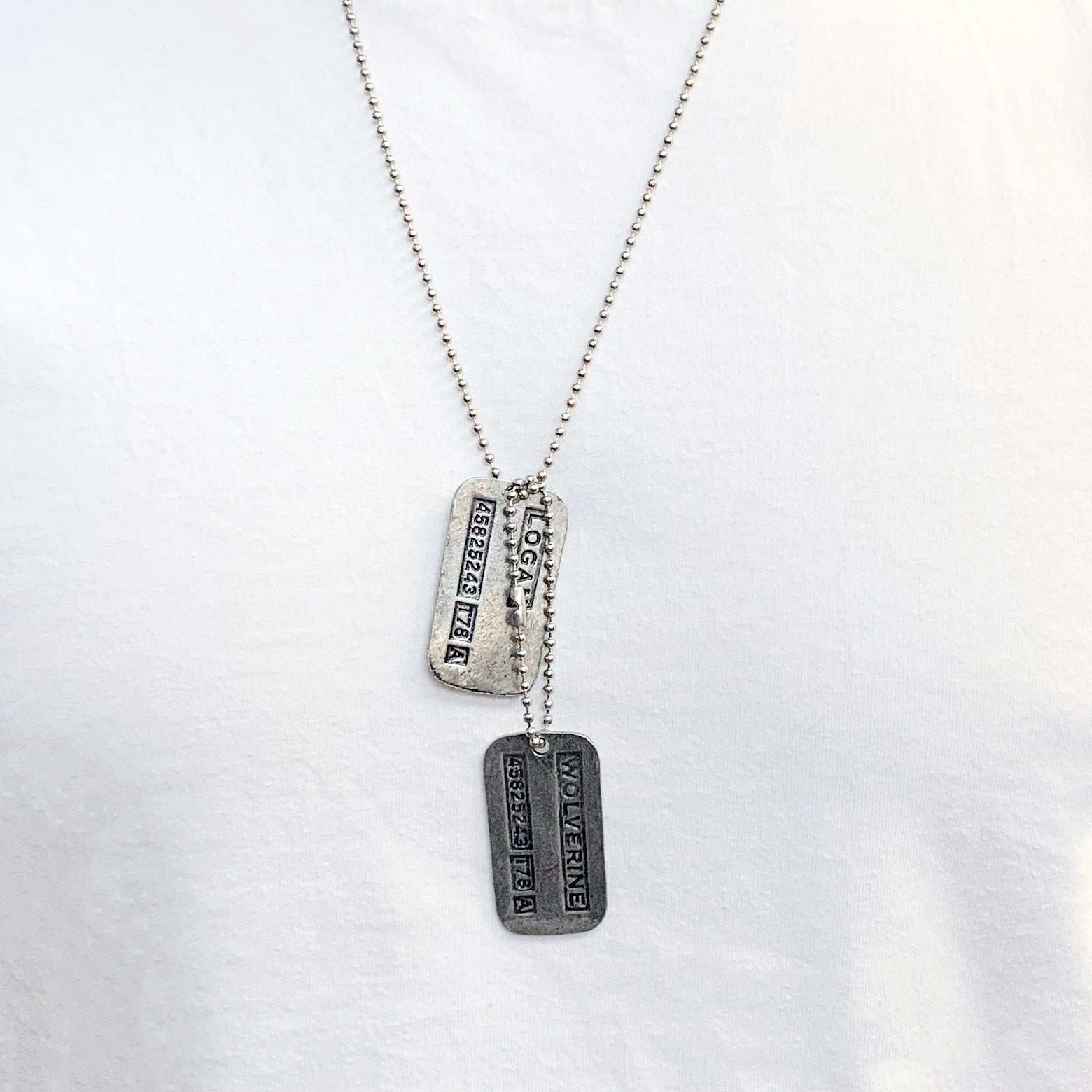 WOLVERINE Logan Military Dog Tags Cosplay Costume Prop Replica Stainless Steel Chains Included